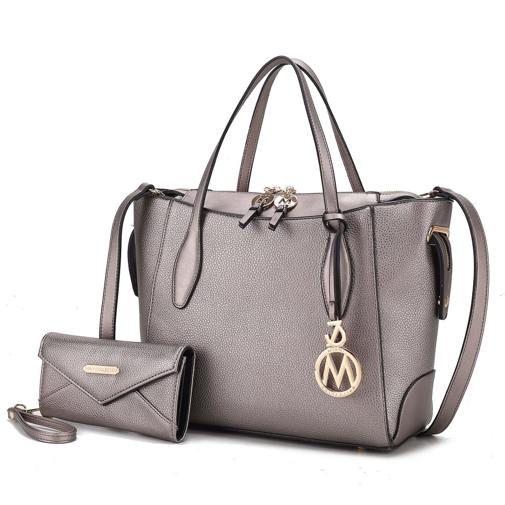 Tote Bag With Wristlet Wallet, Vegan Leather Top-Handle Shoulder :v